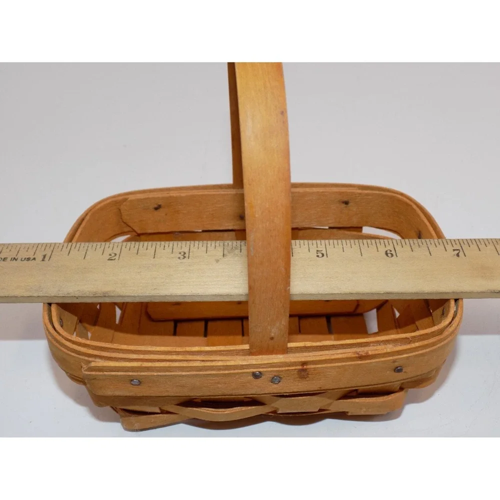 Parsley Booking Basket Woven Small Rectangle w/ Handle 1999 Longaberger Vintage